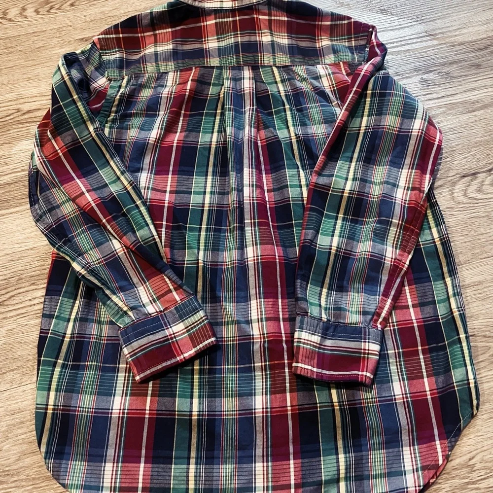 Ralph Lauren Boys Plaid Button-Down Shirt - Green, Red, Blue Medium (10-12)